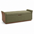 Gepolsterte Sitzbank mit Stauraum, Olivgrün/Braun, 120 × 45 × 52 cm