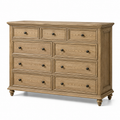 Holzkommode mit 9 Schubladen, Naturbraun/Schwarz, 150 × 45 × 110 cm, Landhausstil