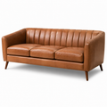 3-Sitzer-Sofa in Braun/Dunkelbraun, Kunstleder mit vertikaler Steppung, 200 × 83 × 81 cm