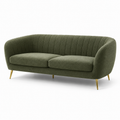 Modernes 3-Sitzer-Sofa mit Bouclé-Bezug, Olivgrün/Gold, 210 × 88 × 80 cm