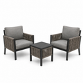 3-teiliges Gartenmöbel-Set mit 2 Sesseln je 72 × 76 × 82 cm und Beistelltisch 55 × 55 × 45 cm, Grau/Anthrazit/Taupe