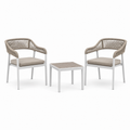 3-teiliges Gartenmöbel-Set Weiß/Beige/Taupe mit 2 Sesseln 61 × 62 × 78 cm und Beistelltisch 50 × 50 × 45 cm
