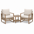 3-teiliges Gartenmöbel-Set mit 2 Sesseln 75 × 78 × 85 cm und Beistelltisch 50 × 50 × 50 cm, Beige/Braun