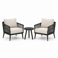 3-teiliges Gartenmöbel-Set mit 2 Loungesesseln 74 × 78 × 80 cm und Beistelltisch 50 × 48 cm, Schwarz/Beige