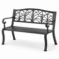 Metall-Gartenbank für 2 Personen mit Blättermotiv, 127 × 60 × 87 cm, Schwarz