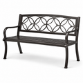 Schwarze Gartenbank aus Metall mit Armlehnen, 127 × 60 × 85 cm