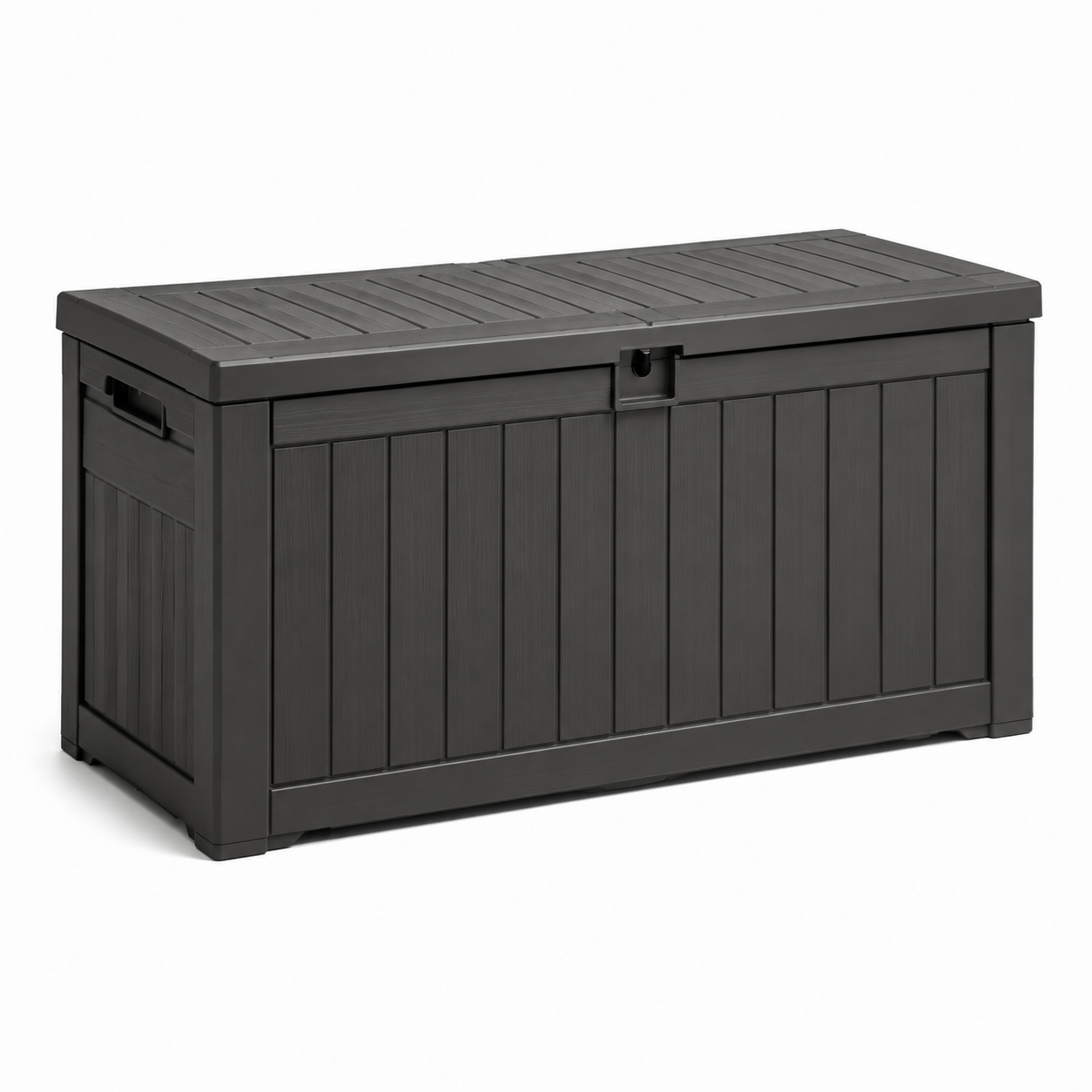 Garten-Aufbewahrungsbox aus Kunststoff mit Klappdeckel, 120 × 55 × 60 cm, Anthrazit/Schwarz