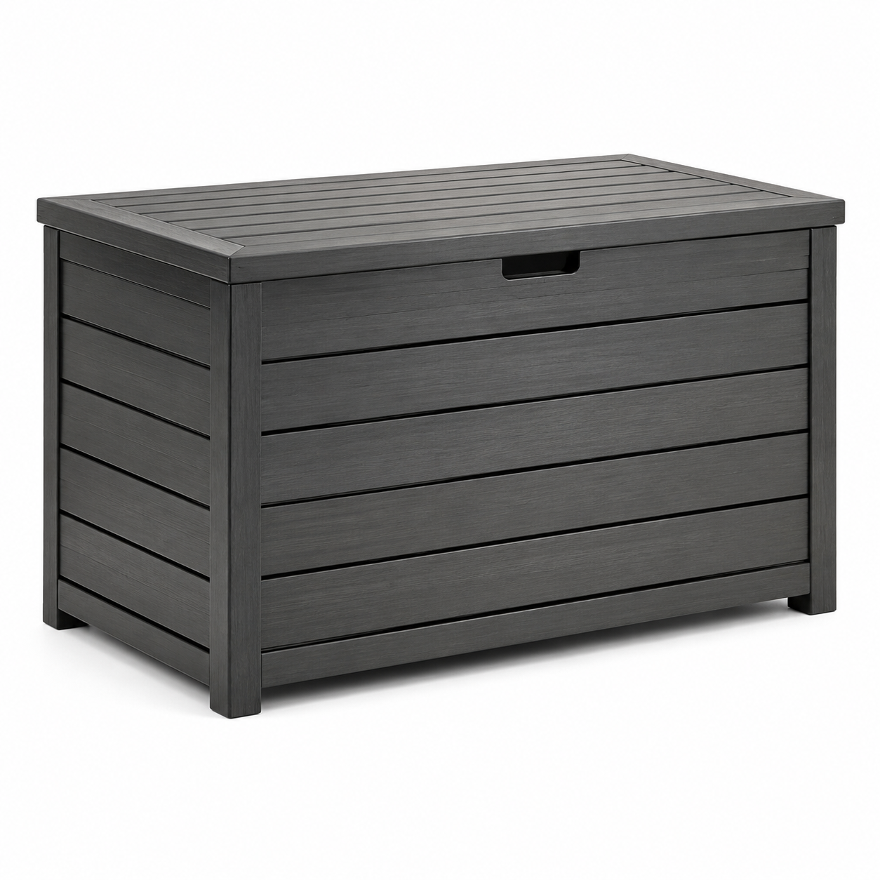 Garten-Aufbewahrungsbox in Anthrazit, 120 × 60 × 65 cm, Holzoptik mit Klappdeckel