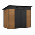 Gartenhaus aus Stahl 257 × 182 × 211 cm in Schwarz/Braun mit Doppeltür und Pultdach