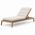 Gartenliege aus Holz mit verstellbarer Rückenlehne und Polsterauflage, Creme/Braun, 200 × 70 × 90 cm