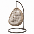 Freistehender Hängesessel aus Polyrattan mit Stahlgestell, 105 x 105 x 195 cm, Beige/Dunkelbraun